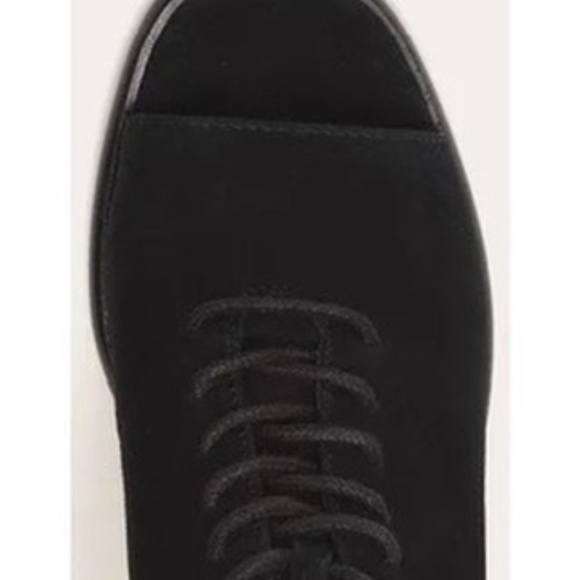 Frye Amy Black Suede Peep Toe Lace-Up Booties Size 8.5 - Picture 3 of 14